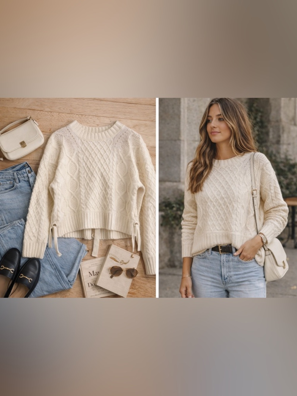 LINE the Label Alva Alpaca Snow Cream Sweater/ Triple Tie Back Detail